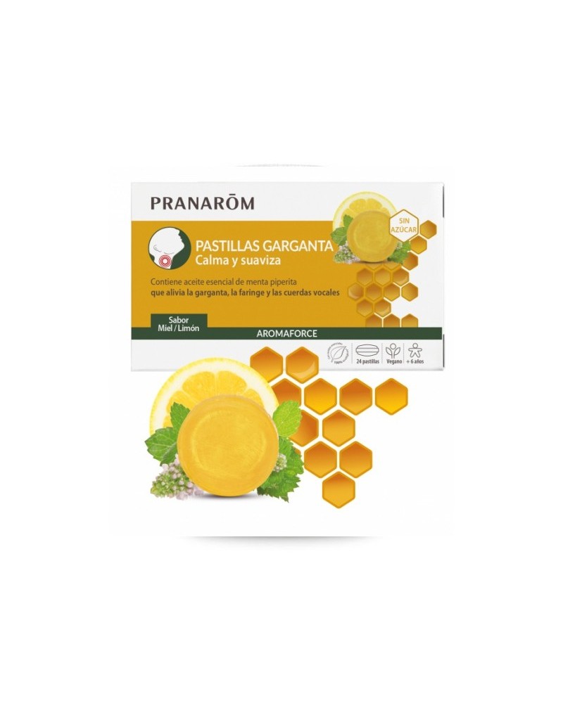 PRANAROM AROMAFORCE PASTILLAS GARGANTA MIEL LIMON 24U