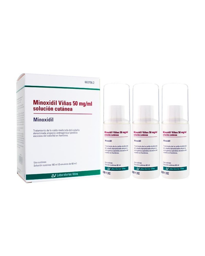 MINOXIDIL VIÑAS 5% 50 MG/ML SOL CUTANEA 3 X 60 ML (180 ML)